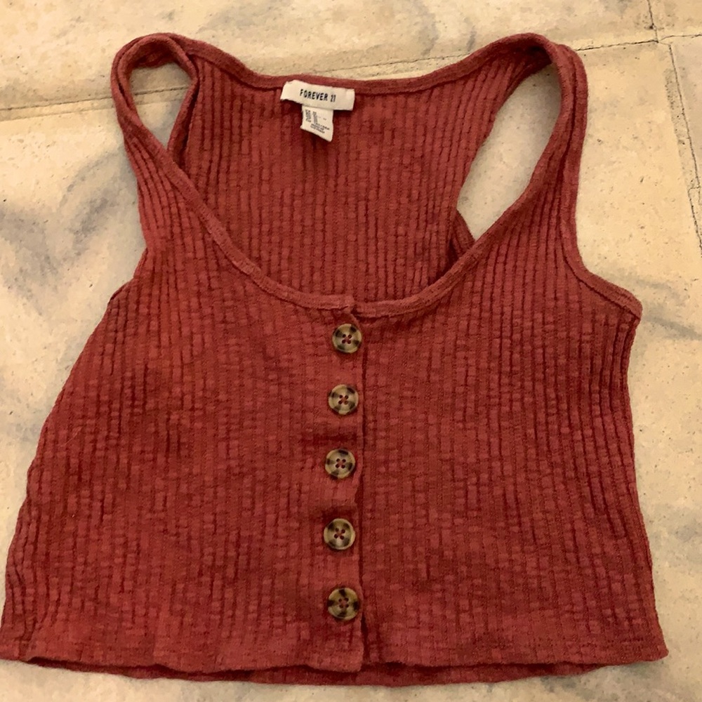 Forever 21 crop top sweater material burnt orange/red